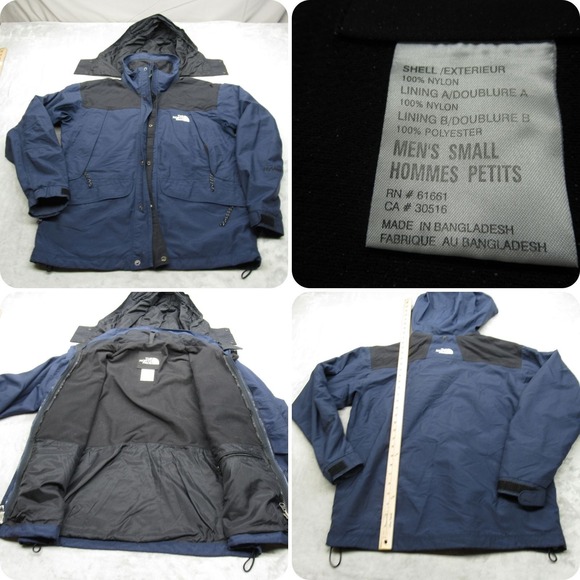The North Face Jacket Men Small Blue HyVent Hooded Pockets Waterproof 3in1 Shell - Picture 1 of 15